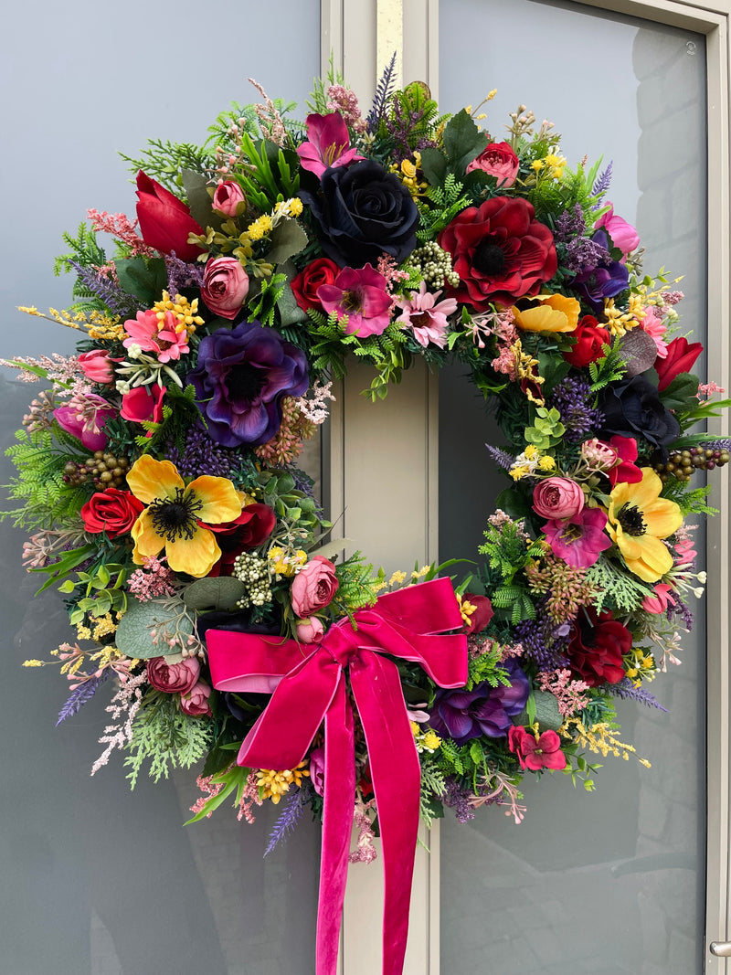 Extra large bright luxury jewel year round wreath
